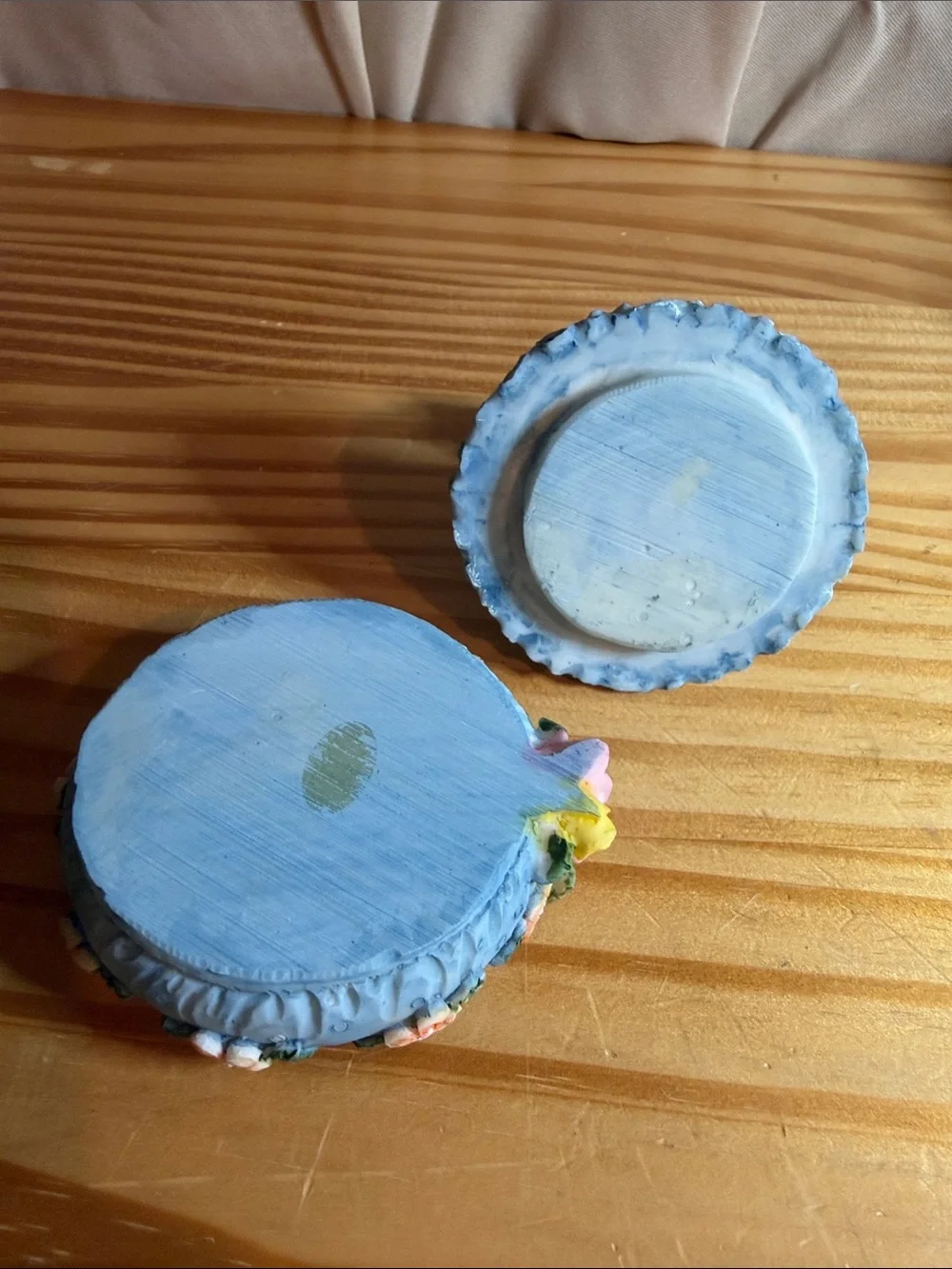 Vintage 80s/90s Pastel Blue Ballerina Resin Trinket Box 3.5